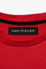luxury french terry cotton sweater Red French Terry Cotton Imported From Portugal Tonal Stitching Rib Knit Cuffs  Agni Atelier Embroidery On The Front Powered By Agni Embroidery On The Back Flame Icon Embroidery On Sleeve Made in New York City