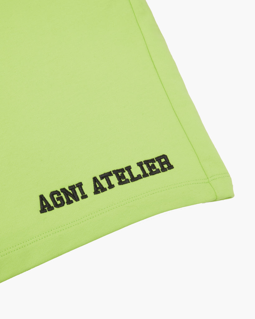 Neon Green 100% French Terry Cotton from Portugal Agni Atelier Front Logo Embroidery Made In New York City